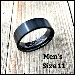 Men's New Black Stainless Steel Band Ring Size 11